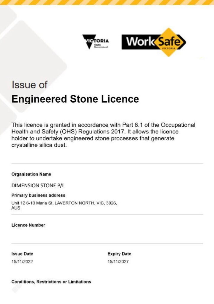 engineered stone licenced
