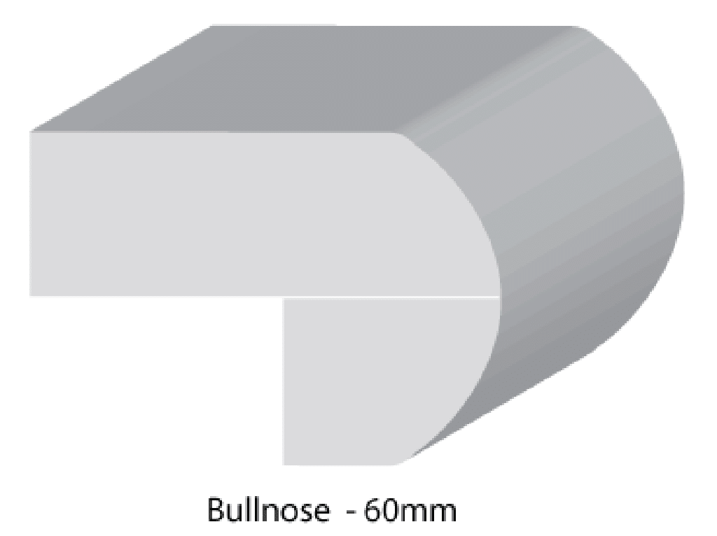 60mm bullnose kitchen benchtop edge profile